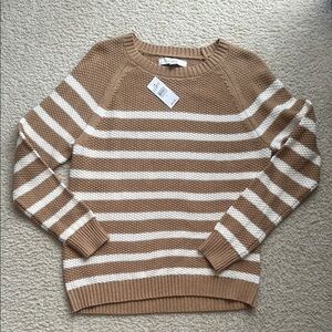 Striped Beige and White Women's Sweater
